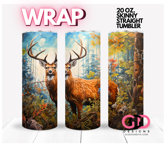 Majestic Deer-   Digital tumbler wrap for 20 oz skinny straight tumbler