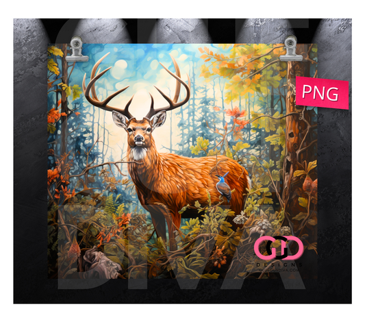 Majestic Deer-   Digital tumbler wrap for 20 oz skinny straight tumbler