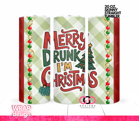 Merry Drunk -   Digital tumbler wrap for 20 oz skinny straight tumbler