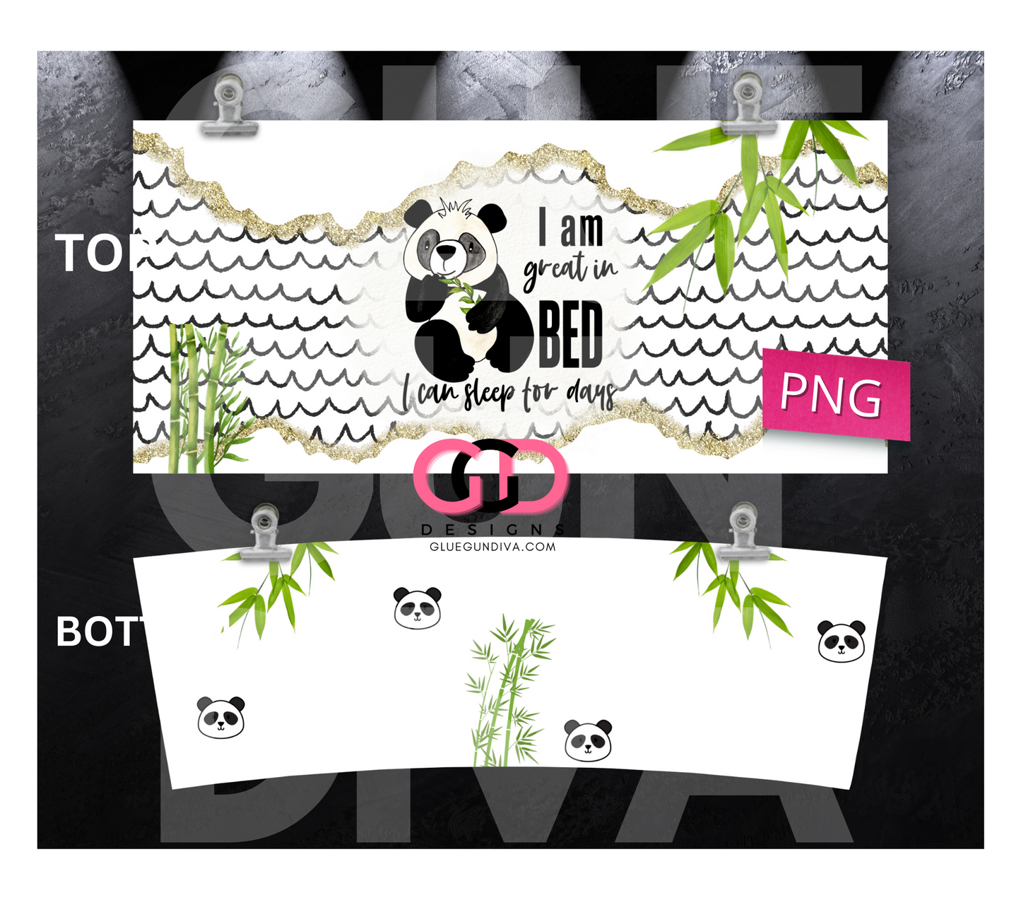 I'm Great In Bed Panda -   Digital tumbler wrap for 40 oz tumbler