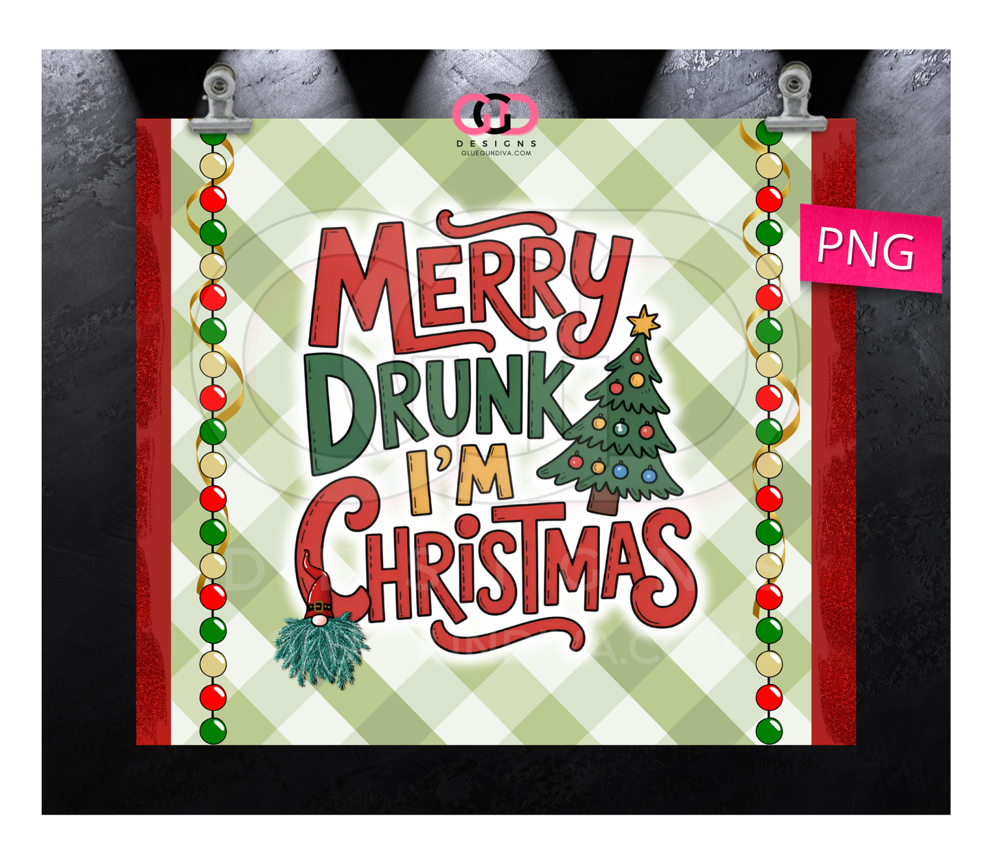 Merry Drunk -   Digital tumbler wrap for 20 oz skinny straight tumbler