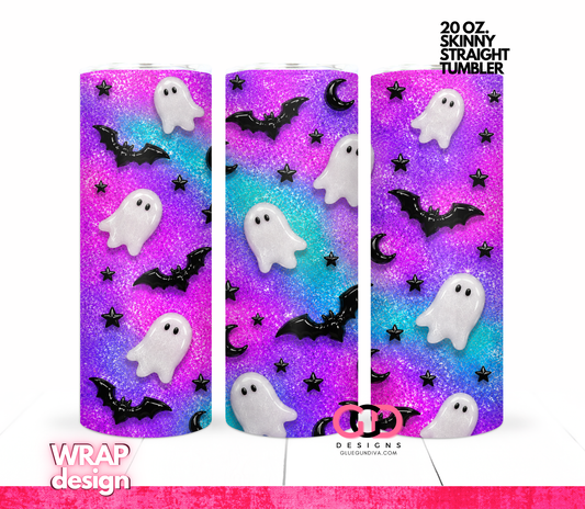 Glossy Ghosts Galaxy Colors  -  Digital tumbler wrap for 20 oz skinny straight tumbler