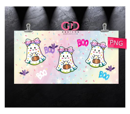 Sprinkle Ghosts - Digital Flip Top Bottle Wrap for kid's bottles 12 oz