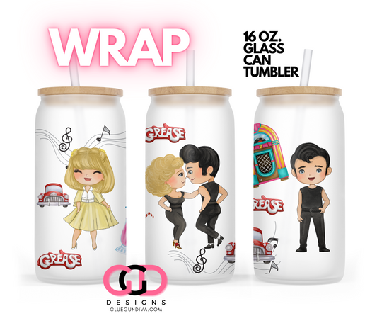Grease Friends-   Digital wrap for 16 oz glass can