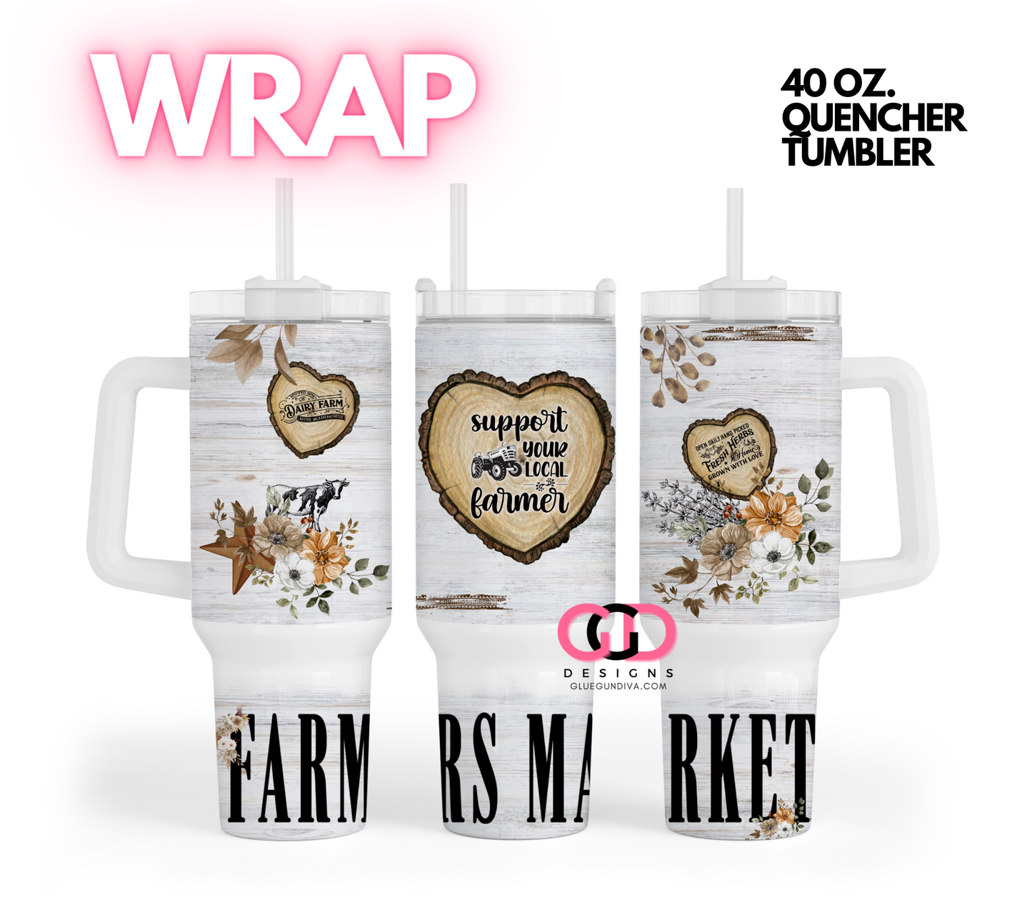 Farmers Market -   Digital tumbler wrap for 40 oz tumbler