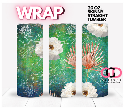 Flower Medley -   Digital tumbler wrap for 20 oz skinny straight tumbler