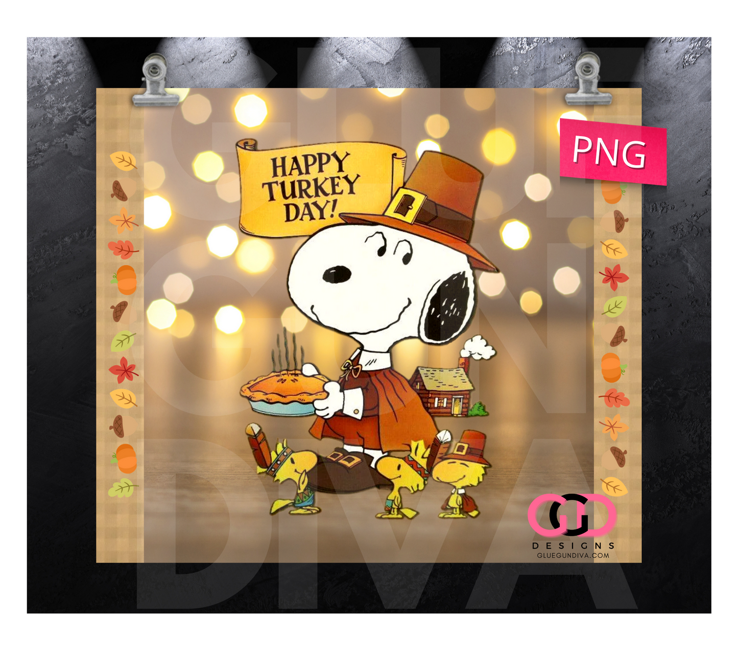 Happy Turkey Day  -   Digital tumbler wrap for 20 oz skinny straight tumbler