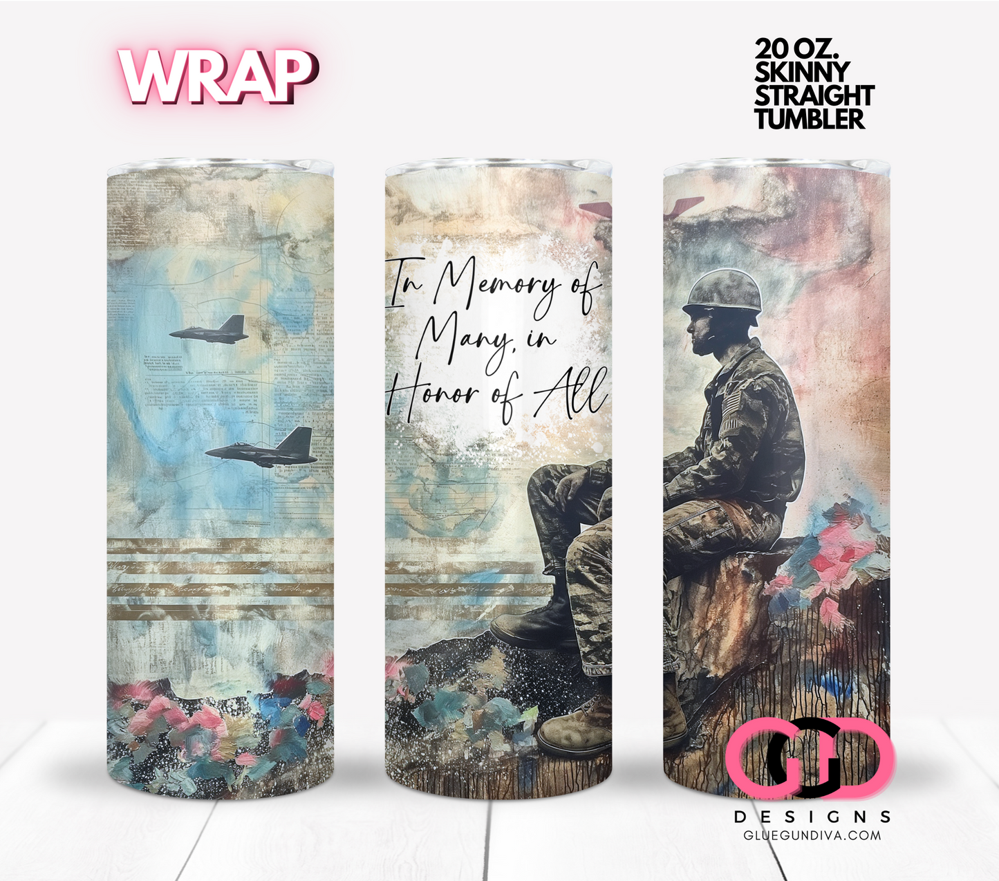 In Memory of Many-   Digital tumbler wrap for 20 oz skinny straight tumbler