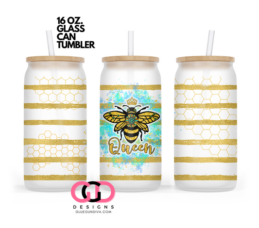 Queen Bee-   Digital wrap for 16 oz glass can