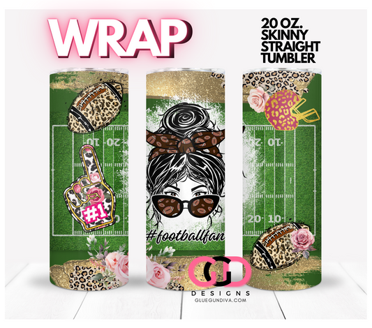 Football Fan Leopard -   Digital tumbler wrap for 20 oz skinny straight tumbler