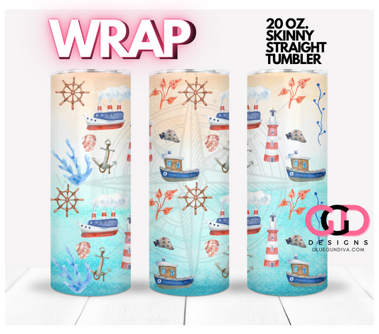 Nautical Elements -   Digital tumbler wrap for 20 oz skinny straight tumbler