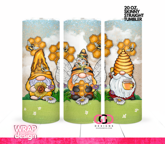Sunflower Gnomes Paradise -  Digital tumbler wrap for 20 oz skinny straight tumbler