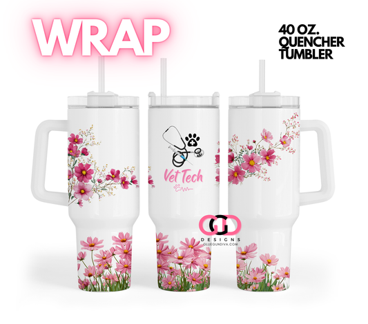 Vet Tech Floral -   Digital tumbler wrap for 40 oz tumbler
