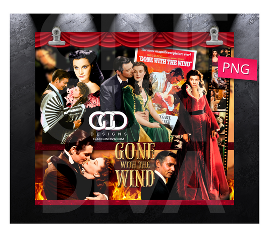 Gone With The Wind Collage-   Digital tumbler wrap for 20 oz skinny straight tumbler