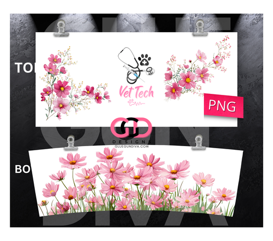 Vet Tech Floral -   Digital tumbler wrap for 40 oz tumbler