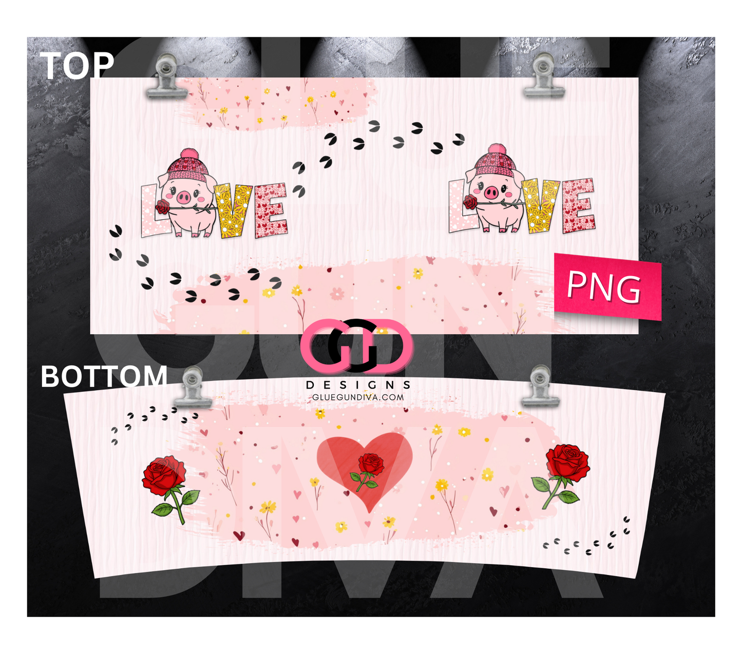 Piggy Love -   Digital tumbler wrap for 40 oz tumbler