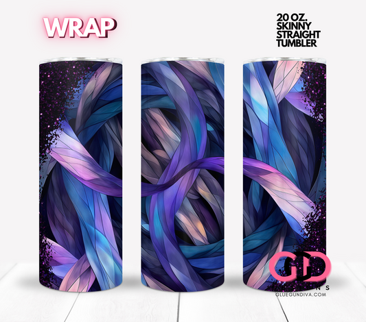 Blue Purple Geometric-  Digital tumbler wrap for 20 oz skinny straight tumbler