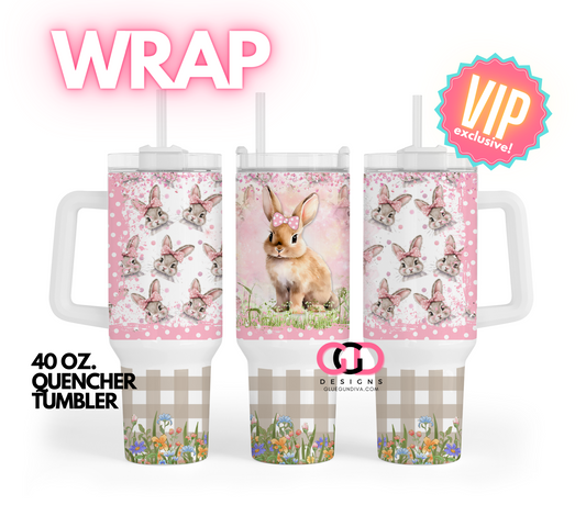 Pink Bow Easter Bunny-   Digital tumbler wrap for 40 oz tumbler
