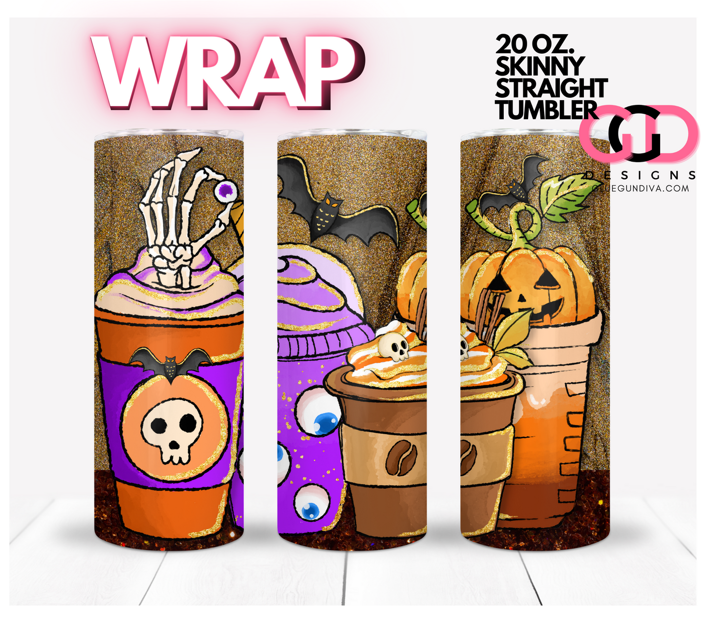 My Halloween Drinks -   Digital tumbler wrap for 20 oz skinny straight tumbler