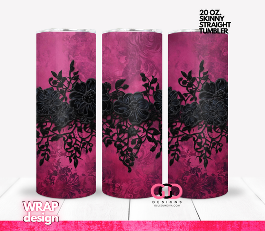 Lace on Burgundy -  Digital tumbler wrap for 20 oz skinny straight tumbler