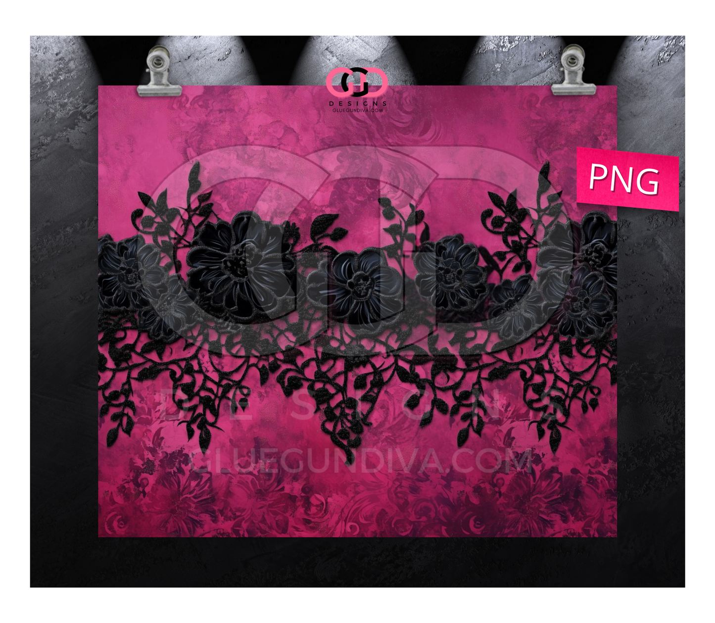 Lace on Burgundy -  Digital tumbler wrap for 20 oz skinny straight tumbler