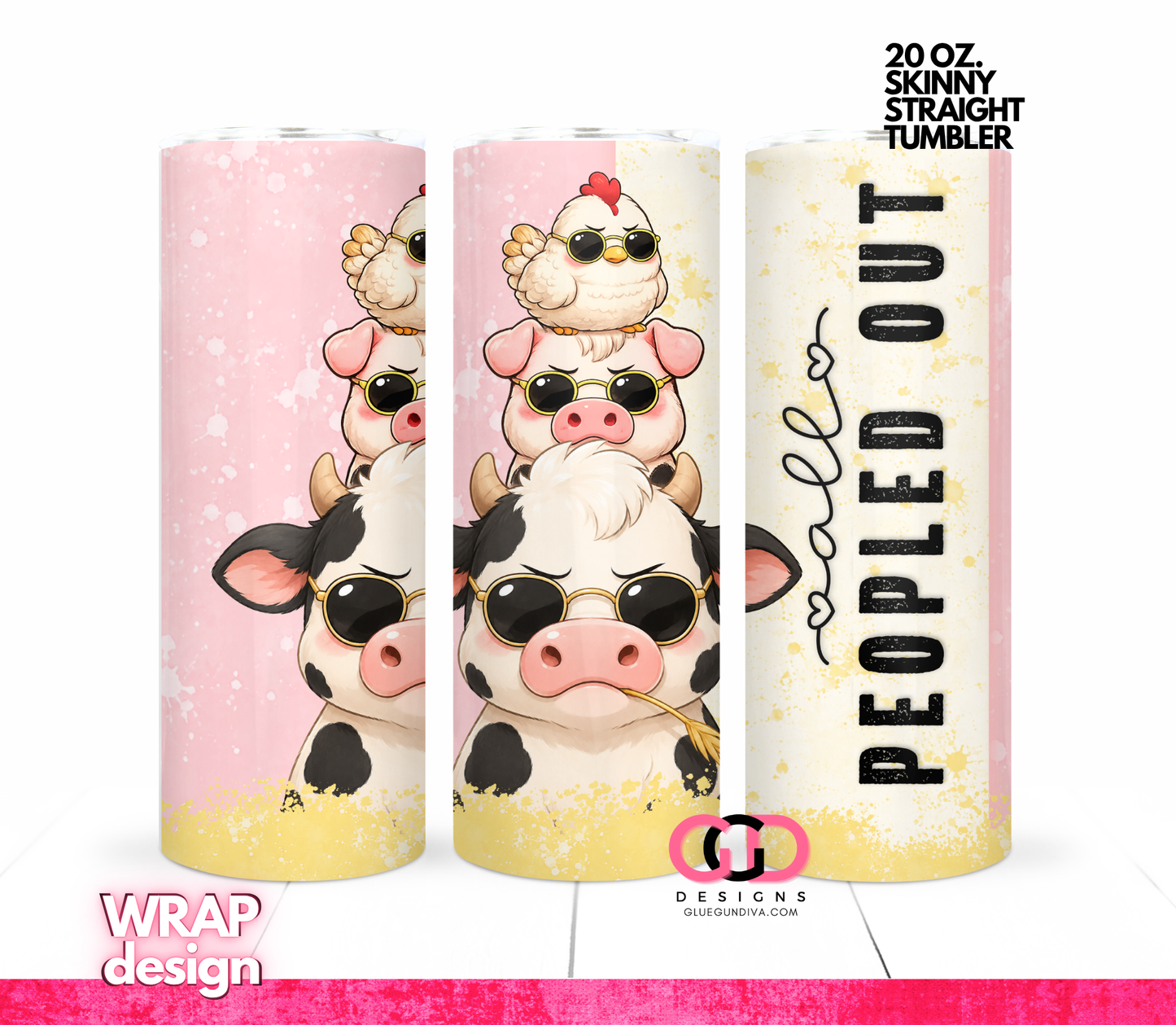 All Peopled Out Vertical -  Digital tumbler wrap for 20 oz skinny straight tumbler