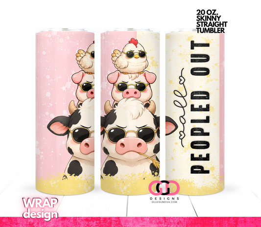All Peopled Out Vertical -  Digital tumbler wrap for 20 oz skinny straight tumbler