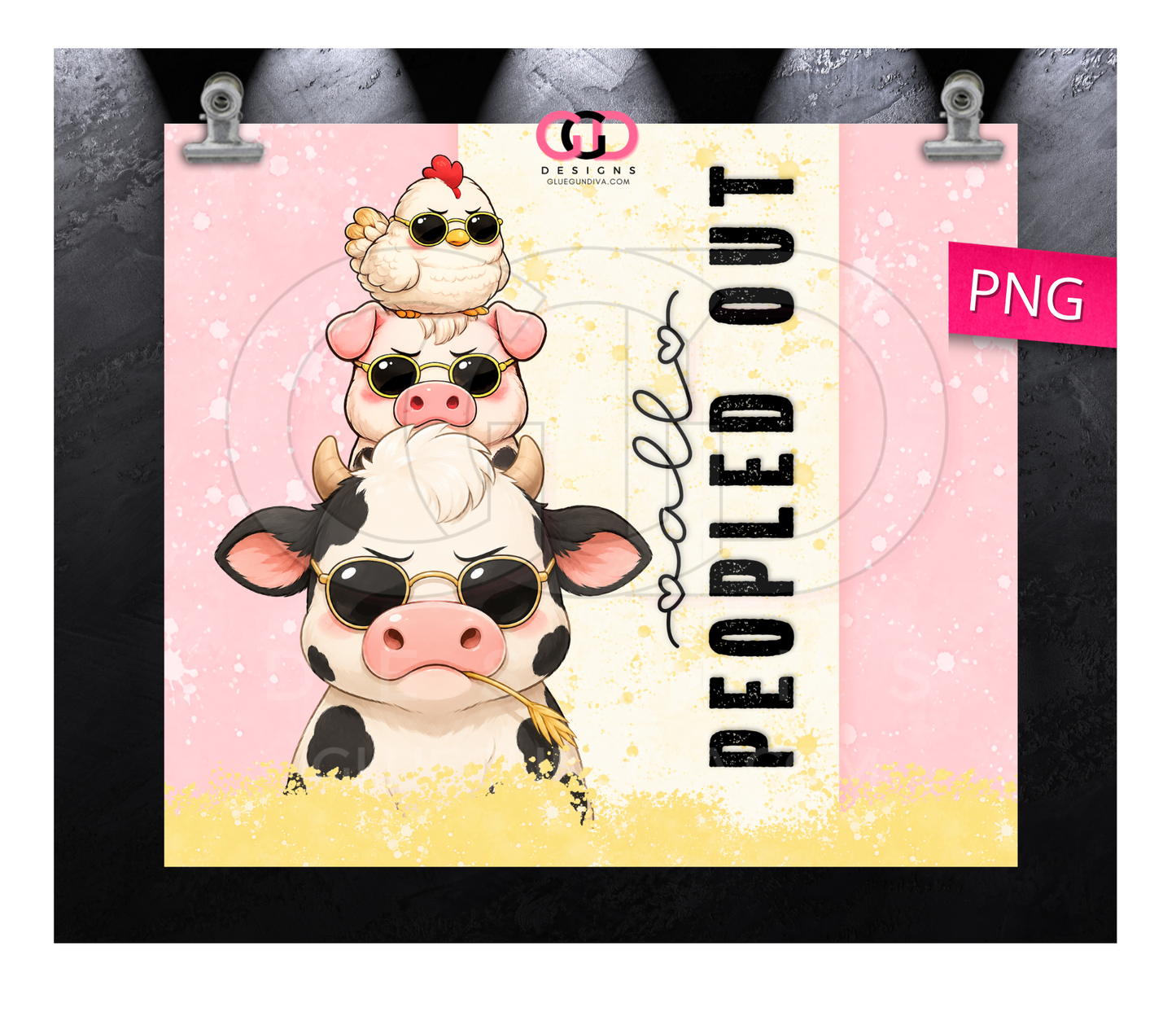 All Peopled Out Vertical -  Digital tumbler wrap for 20 oz skinny straight tumbler