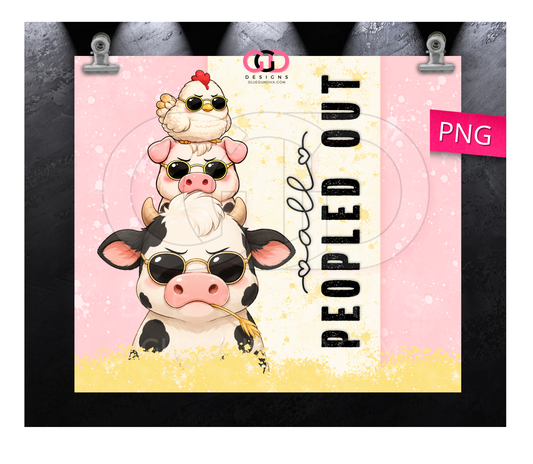 All Peopled Out Vertical -  Digital tumbler wrap for 20 oz skinny straight tumbler