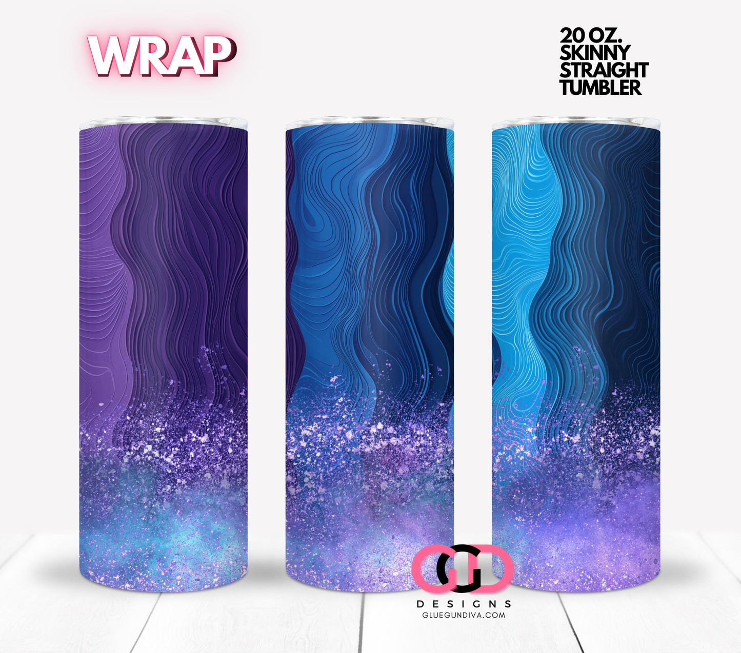 Purple Vertical Lines Glitter-  Digital tumbler wrap for 20 oz skinny straight tumbler