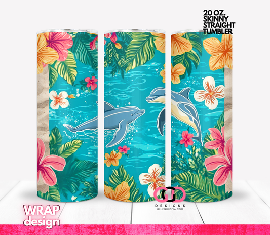 Dolphin Fun -  Digital tumbler wrap for 20 oz skinny straight tumbler
