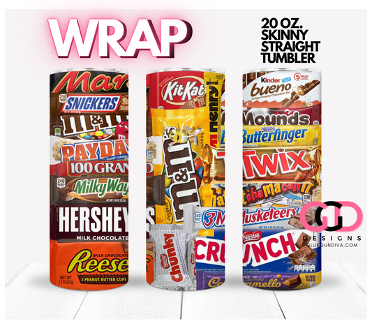 Chocolate Candy -   Digital tumbler wrap for 20 oz skinny straight tumbler