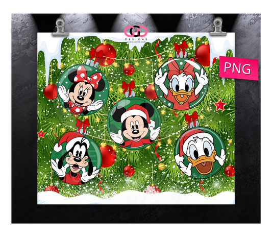Tree Ornament Friends -  Digital tumbler wrap for 20 oz skinny straight tumbler