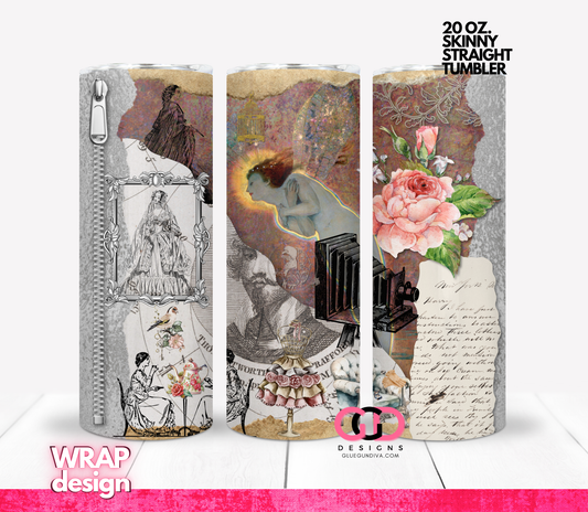 Victorian Fun Collage -   Digital tumbler wrap for 20 oz skinny straight tumbler