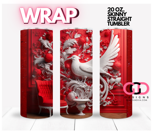 Red Room 3D-   Digital tumbler wrap for 20 oz skinny straight tumbler