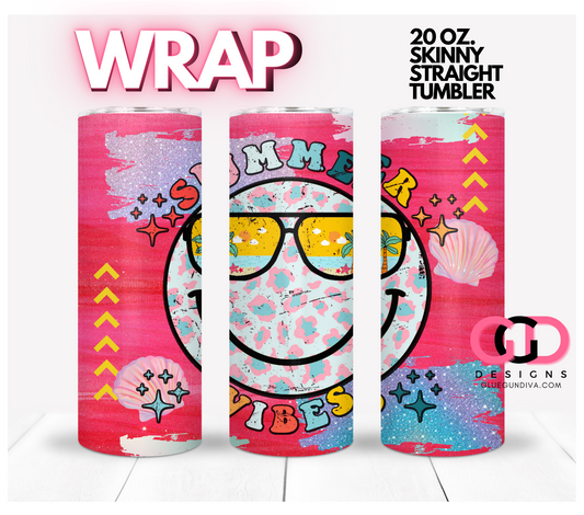 Summer vibes hot pink -   Digital tumbler wrap for 20 oz skinny straight tumbler