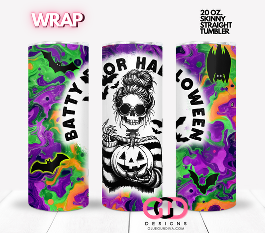 Batty for Halloween -  Digital tumbler wrap for 20 oz skinny straight tumbler