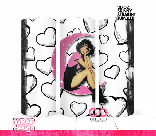 Pink Moon Gal -   Digital tumbler wrap for 20 oz skinny straight tumbler