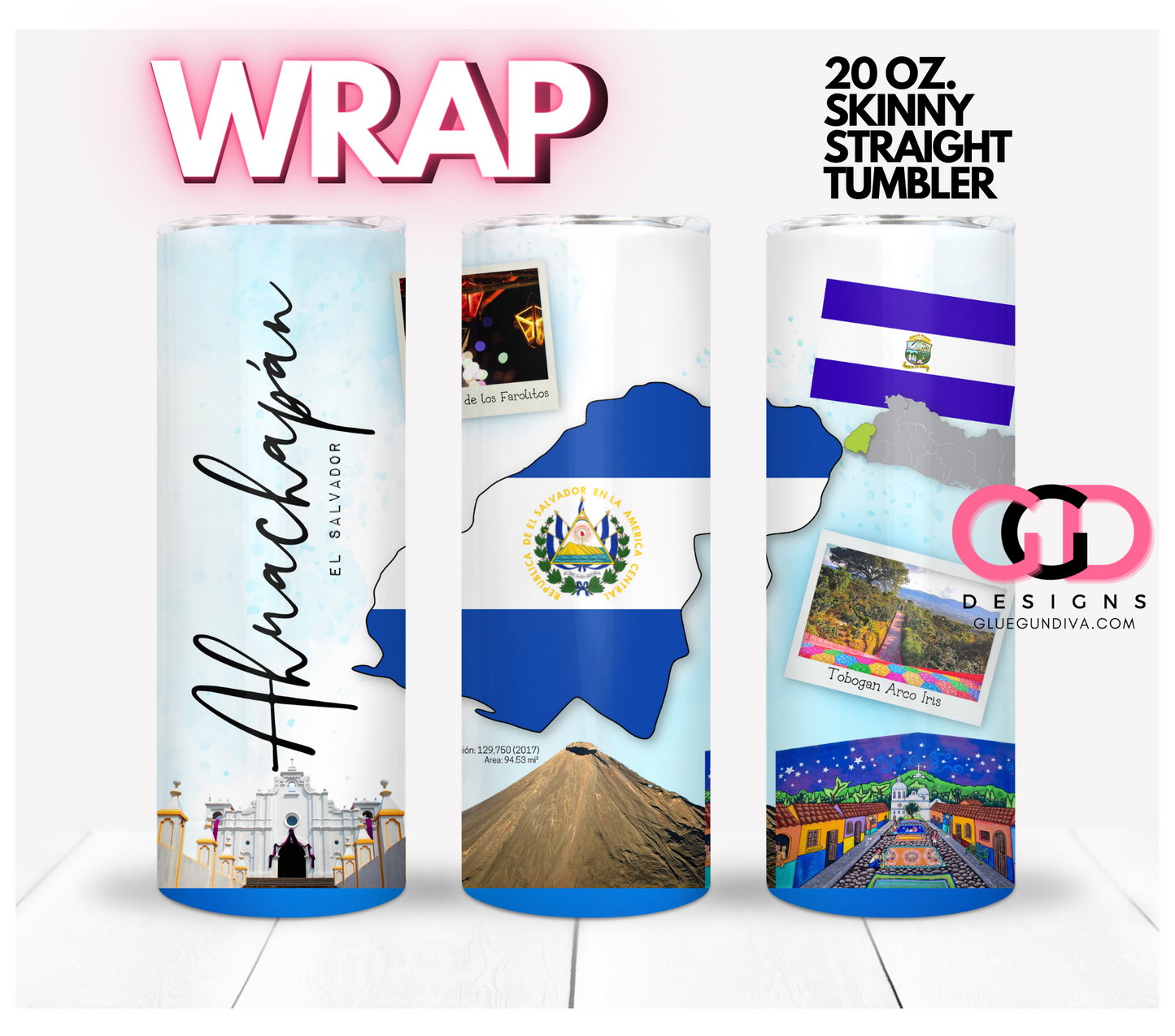 AHUACHAPAN El Salvador-   Digital tumbler wrap for 20 oz skinny straight tumbler