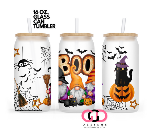 Boo Gnomes and bats-   Digital wrap for 16 oz glass can