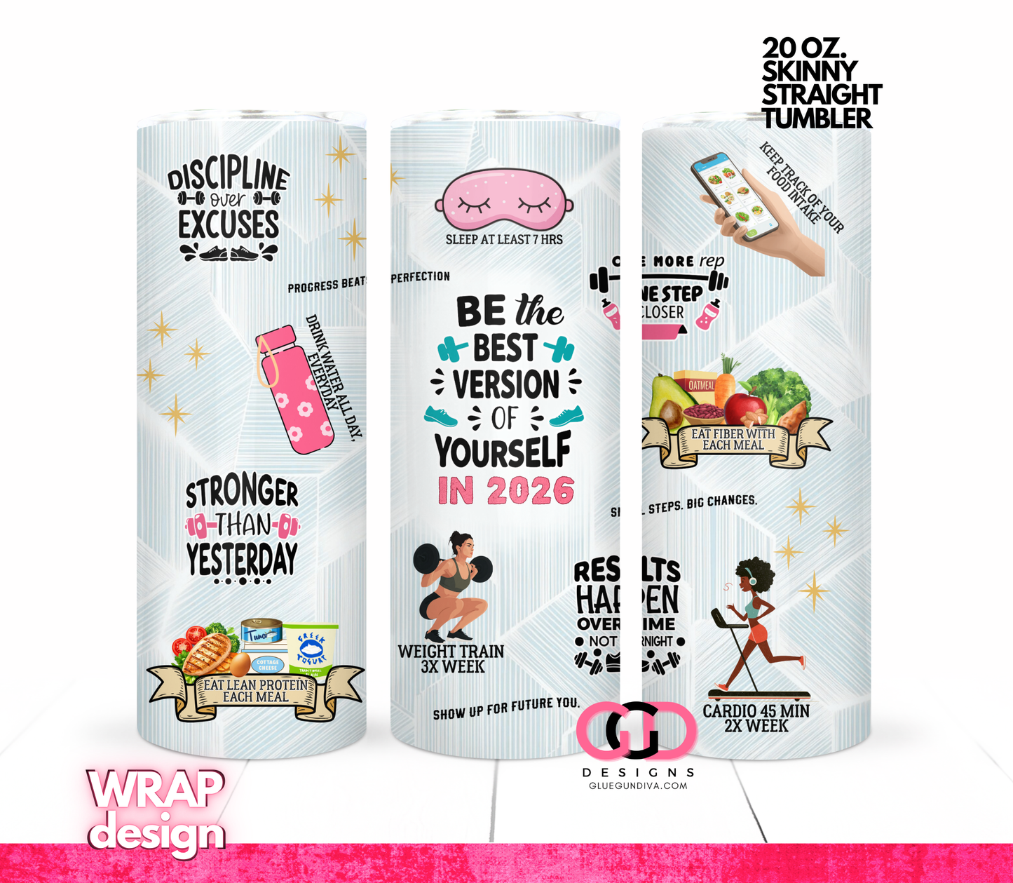 Best Version of Yourself 2026 -   Digital tumbler wrap for 20 oz skinny straight tumbler