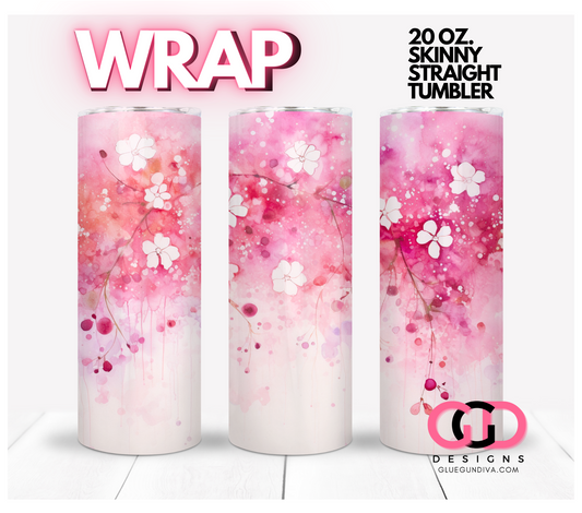 Small Pink Flowers-   Digital tumbler wrap for 20 oz skinny straight tumbler