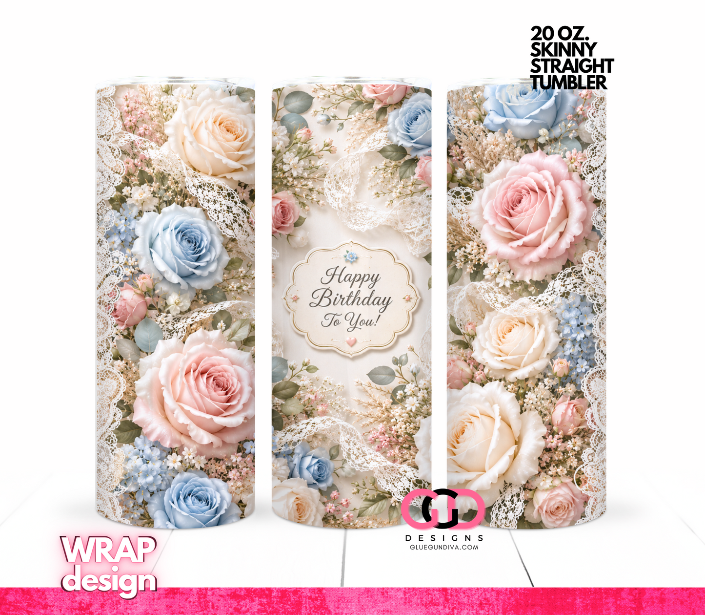 Happy Birthday To You -  Digital tumbler wrap for 20 oz skinny straight tumbler