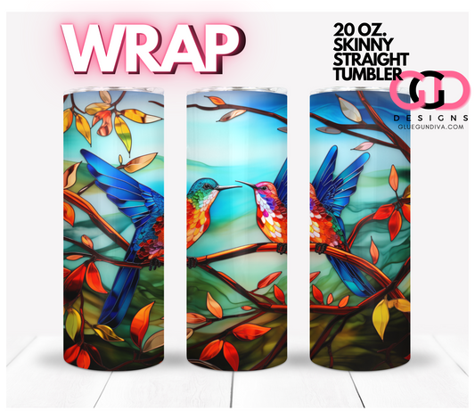 Hummingbird Pair -   Digital tumbler wrap for 20 oz skinny straight tumbler