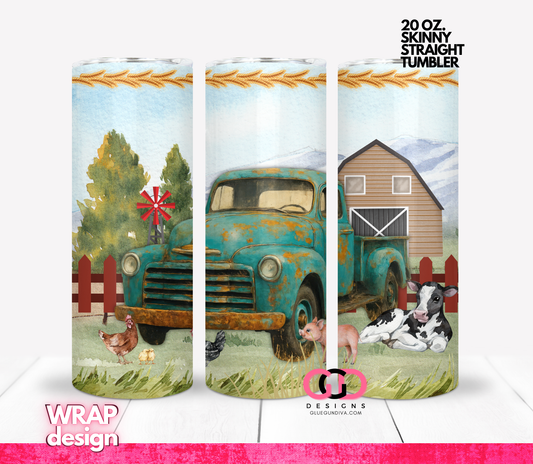 Farm Life -  Digital tumbler wrap for 20 oz skinny straight tumbler