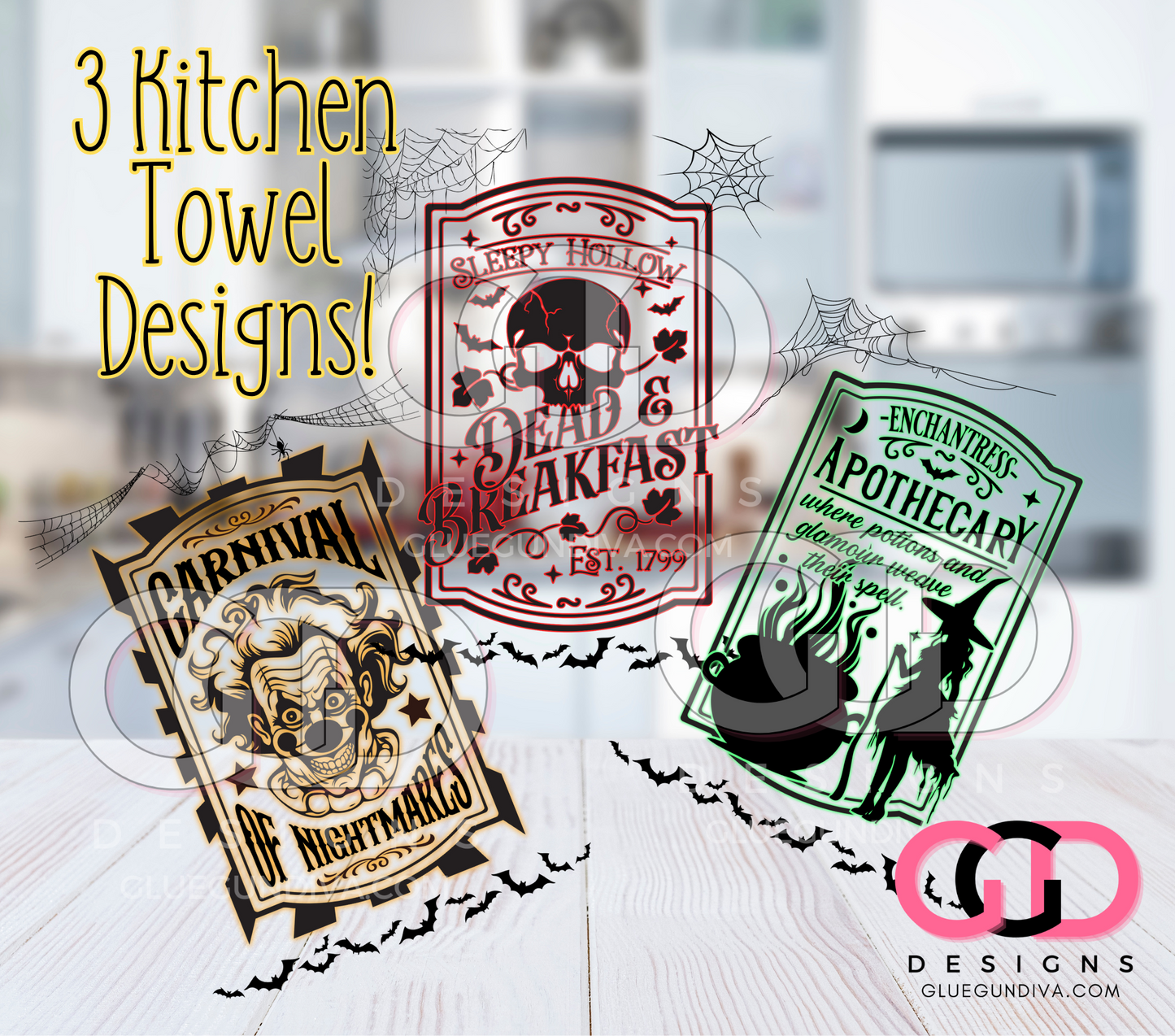 Vintage Halloween Signs - images - Designs for Kitchen Towel