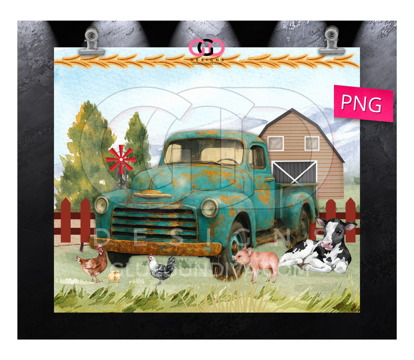 Farm Life -  Digital tumbler wrap for 20 oz skinny straight tumbler