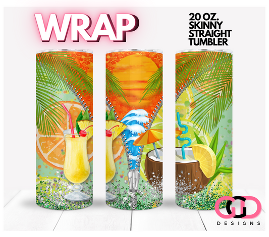 Beach Sunset Dream-   Digital tumbler wrap for 20 oz skinny straight tumbler