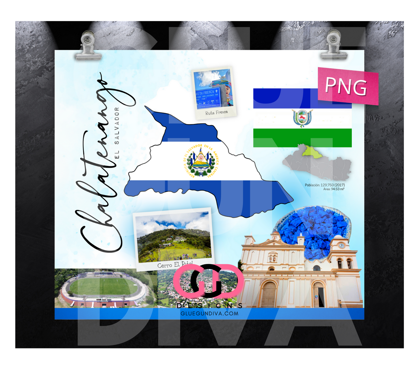 Chalatenango El Salvador-   Digital tumbler wrap for 20 oz skinny straight tumbler