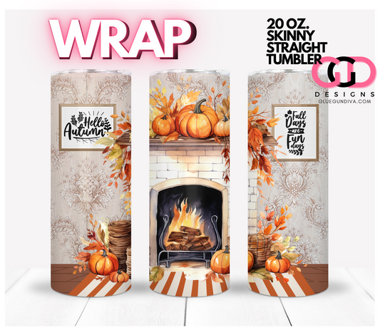 Autumn Decor -   Digital tumbler wrap for 20 oz skinny straight tumbler
